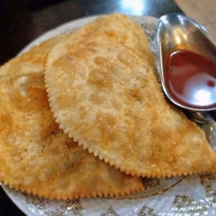 Fried chebureki on a plate